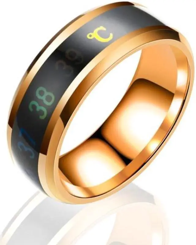 Main image of Smart Temperature Ring Stainless Steel Personalized Temperature Display Couple Ring, Size: 9 9 (Rose Gold)