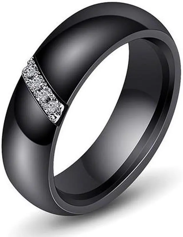 Main image of Simple Nano Ceramic Ring Trend Titanium Steel with Zircon Rings 10 (Black)