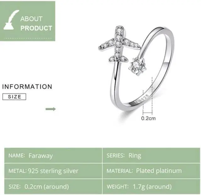 Alt view image 4 of 7 - 925 Sterling Silver Ring Plane Zircon Open White Gold Plated Ring SCR623