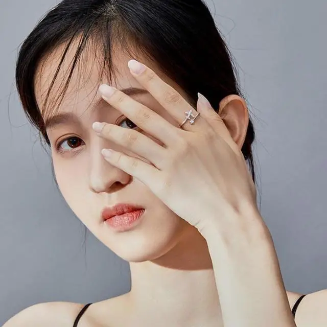 Alt view image 5 of 7 - 925 Sterling Silver Ring Plane Zircon Open White Gold Plated Ring SCR623