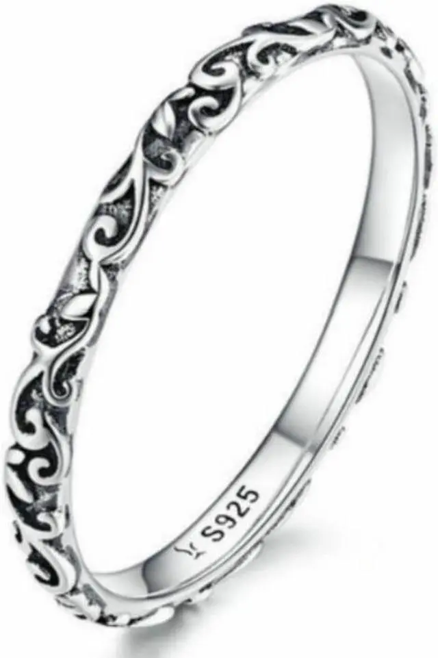 Main image of Vintage Pattern Sterling Silver Ring S925 Fashion Pattern Ring 6 US Size