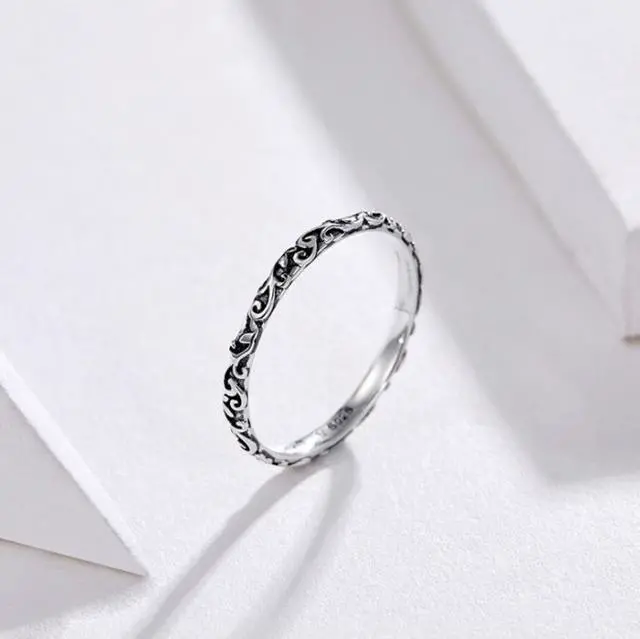 Alt view image 2 of 7 - Vintage Pattern Sterling Silver Ring S925 Fashion Pattern Ring 6 US Size