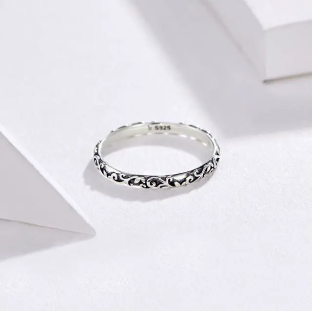 Alt view image 3 of 7 - Vintage Pattern Sterling Silver Ring S925 Fashion Pattern Ring 6 US Size