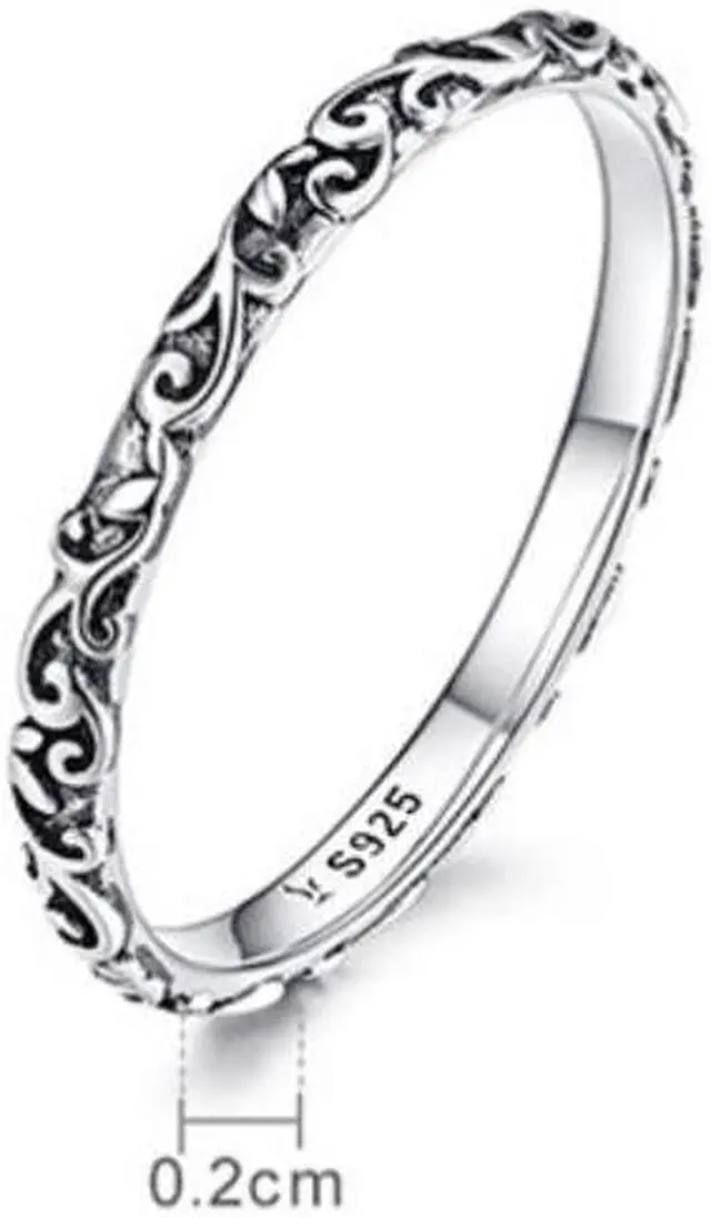 Alt view image 4 of 7 - Vintage Pattern Sterling Silver Ring S925 Fashion Pattern Ring 6 US Size