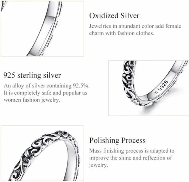 Alt view image 5 of 7 - Vintage Pattern Sterling Silver Ring S925 Fashion Pattern Ring 6 US Size