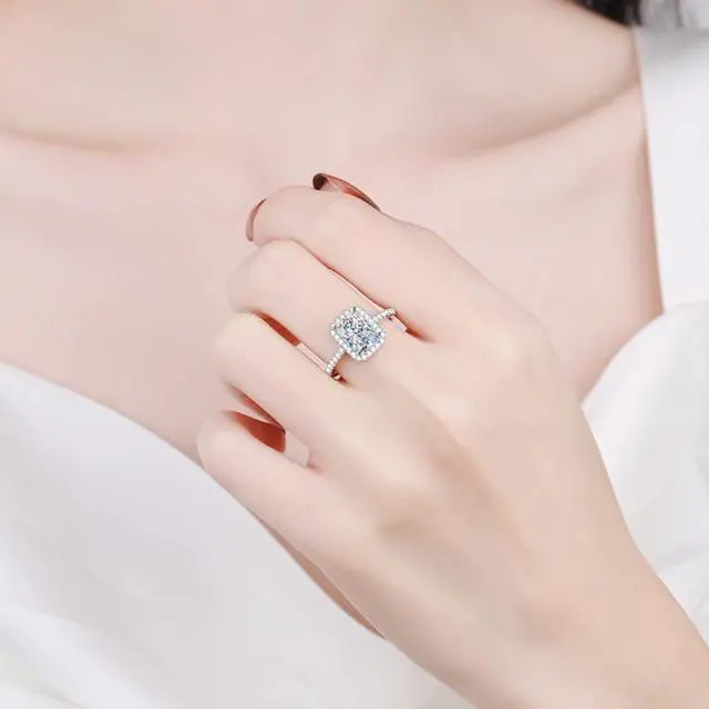 Alt view image 5 of 5 - Fashion Big Cubic Crystal Silver Zircon Ring Wedding Jewelry Party Gift 8