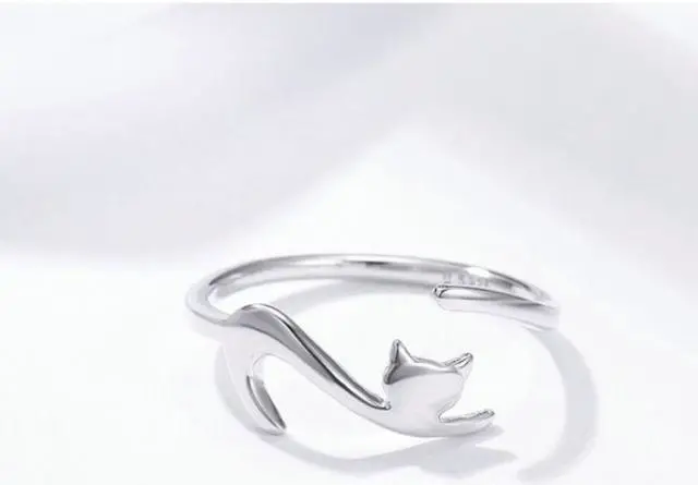 Alt view image 2 of 7 - Naughty Cat Sterling Silver Ring Fashion Open Ring SCR220 (Gold)