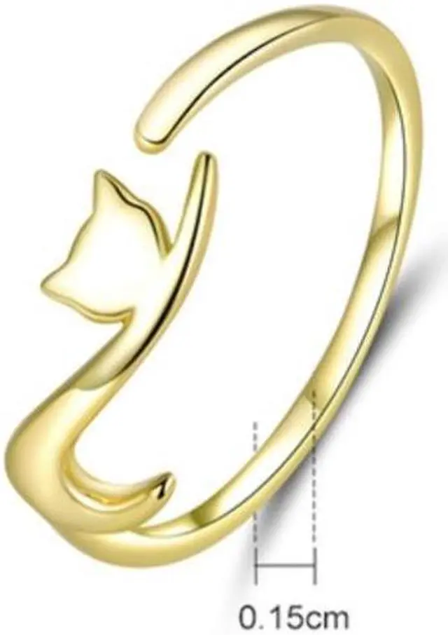 Alt view image 4 of 7 - Naughty Cat Sterling Silver Ring Fashion Open Ring SCR220 (Gold)