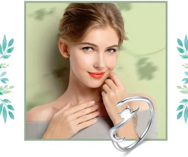 Alt view image 3 of 7 - Naughty Cat Sterling Silver Ring Fashion Open Ring SCR220 (Gold)