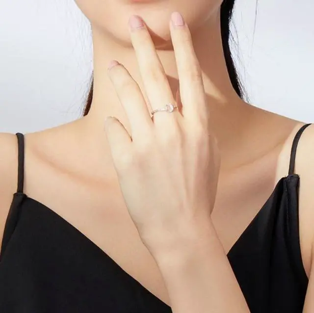 Alt view image 5 of 7 - Fashion Retro Open Ring Sterling Silver S925 Star and Moon Platinum Plated Zircon Ring SCR638