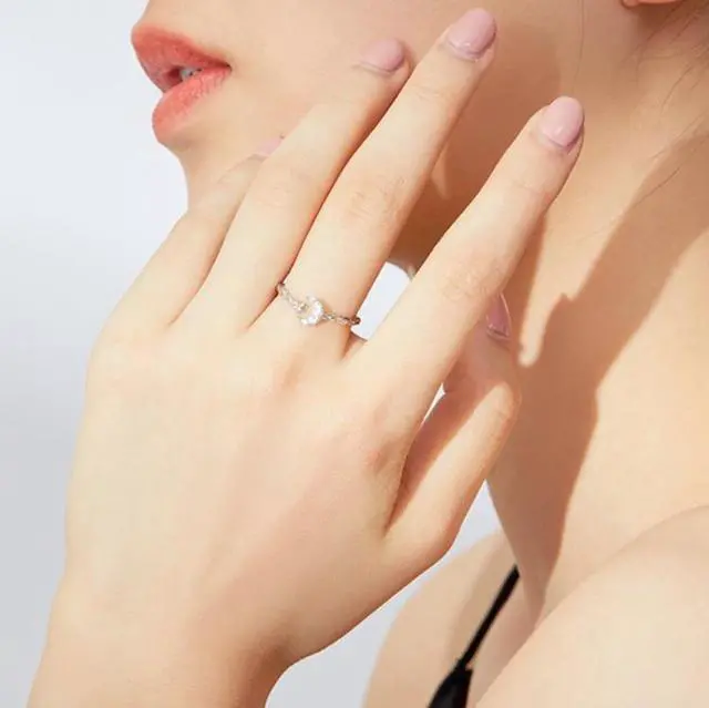 Alt view image 7 of 7 - Fashion Retro Open Ring Sterling Silver S925 Star and Moon Platinum Plated Zircon Ring SCR638