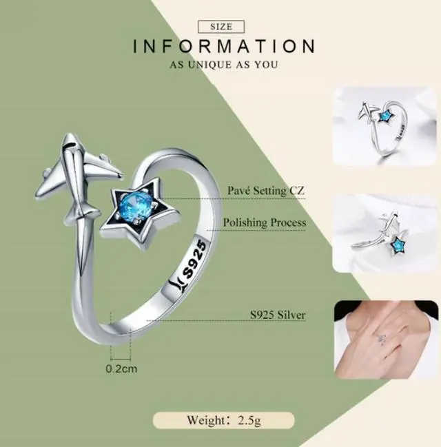 Alt view image 4 of 6 - S925 Sterling Silver Ring Interstellar Journey Open Female Ring SCR322