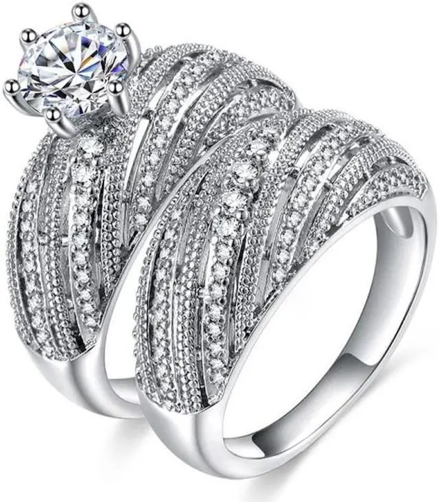 Main image of Women Vintage Diamond Wedding Ring, Size:9 9