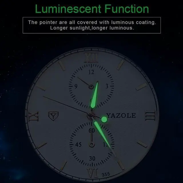 Alt view image 5 of 7 - YAZOLE 355 Two-eyes Luminous Business Men Quartz Watch (Black Tray Brown Belt)