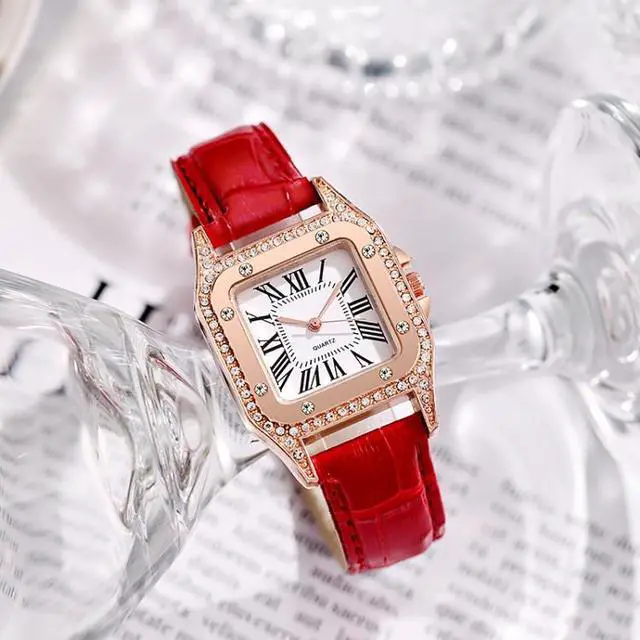 Alt view image 3 of 4 - Women Tonneau Square Strap Quartz Watch, Color: Pink+Bracelet, Size:Pink+Bracelet