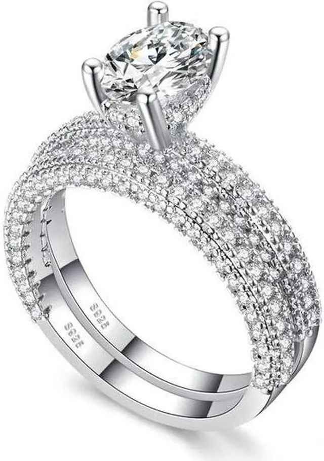 Main image of Double Row For Women Fashion Cubic Zirconia Wedding Engagement ring 6
