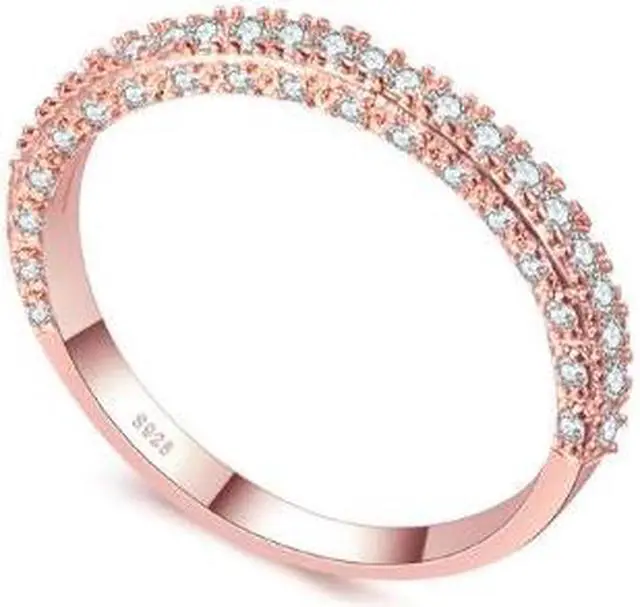 Main image of Double Row For Women Fashion Cubic Zirconia Wedding Engagement ring 8 (Rose Gold Deputy Ring)