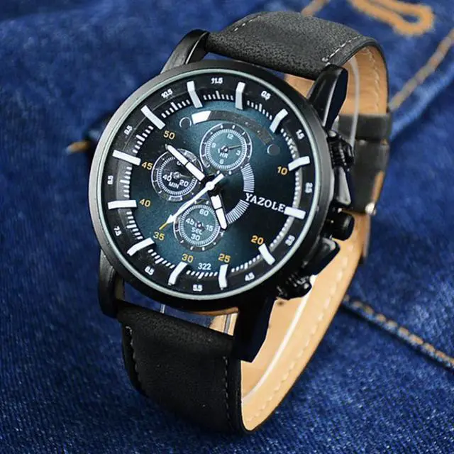 Alt view image 6 of 6 - YAZOLE 322 Arabic Numerals Dial Sports Belt Watch Men Luminous Business Quartz Watch (Blue Tray Black Belt)