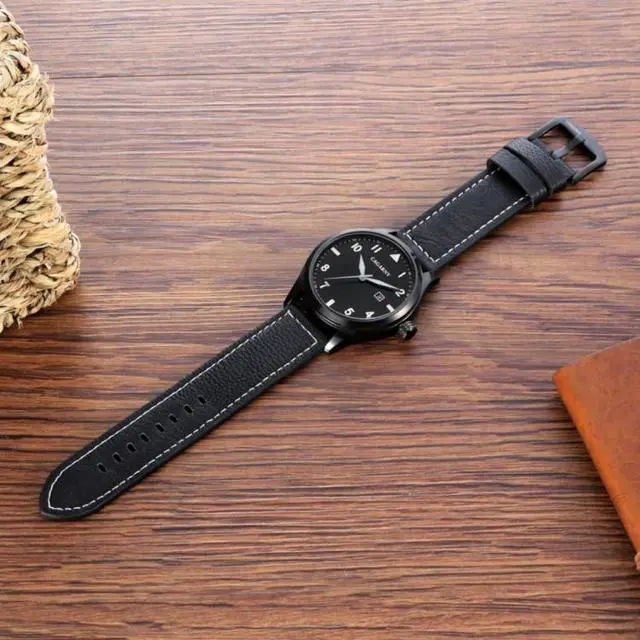 Alt view image 6 of 7 - CAGARNY 6862 Round Dial Alloy Case Fashion Men Quartz Watch with PU Leather Band (Black)