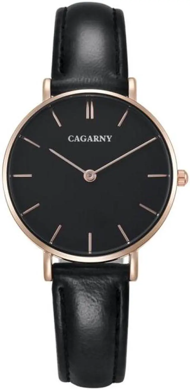 Main image of CAGARNY 6872 Living Waterproof Round Dial Quartz Movement Alloy Gold Case Fashion Watch Quartz Watches with Leather Band (Gold)