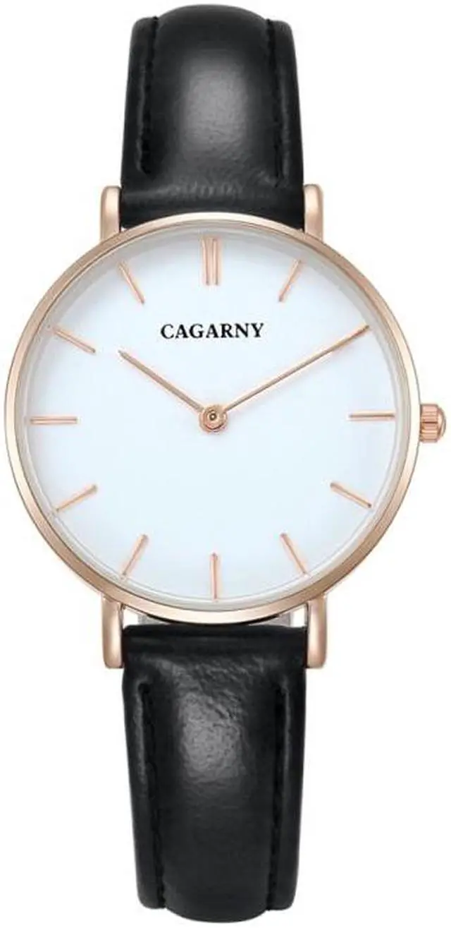 Alt view image 2 of 5 - CAGARNY 6872 Living Waterproof Round Dial Quartz Movement Alloy Gold Case Fashion Watch Quartz Watches with Leather Band (Gold)