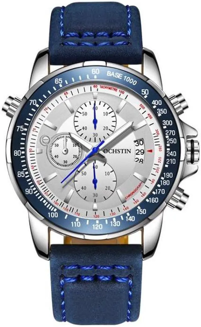 Alt view image 2 of 7 - OCHSTIN 6125B Quartz Watch Night Light Waterproof Watch Timing Multi Function Men Watch(Blue) (Blue) Black