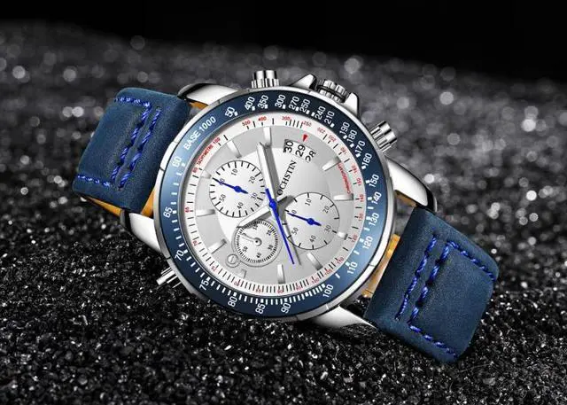 Alt view image 3 of 7 - OCHSTIN 6125B Quartz Watch Night Light Waterproof Watch Timing Multi Function Men Watch(Blue) (Blue) Black
