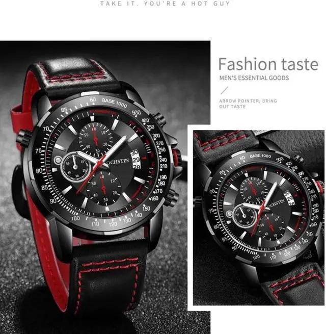 Alt view image 7 of 7 - OCHSTIN 6125B Quartz Watch Night Light Waterproof Watch Timing Multi Function Men Watch(Blue) (Blue) Black