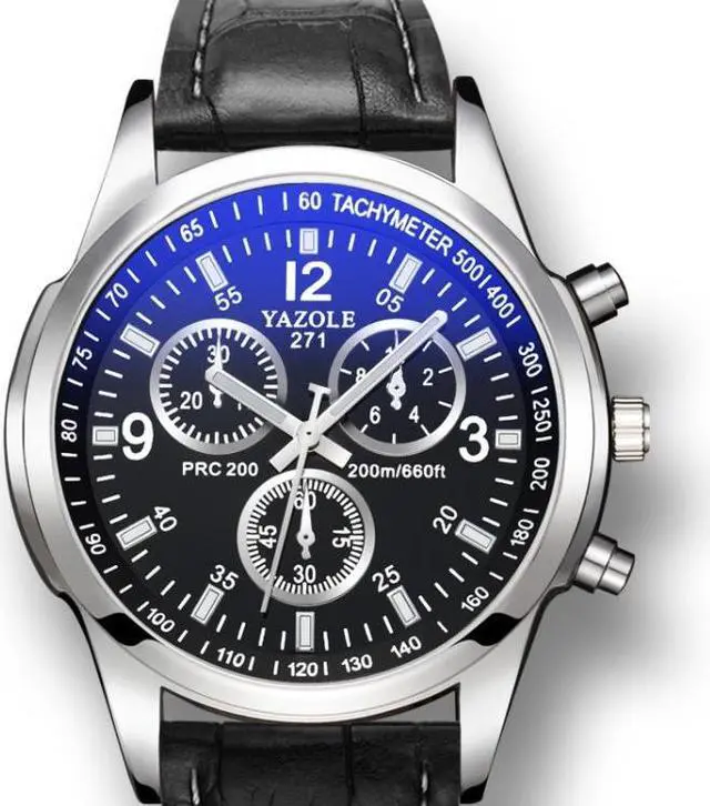 Alt view image 5 of 7 - YAZOLE 271 Three-Eye Six-Hand Watch Men Auartz Watch Waterproof Business Watch (White Disk Brown Belt)