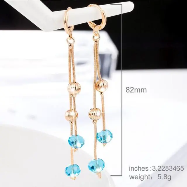 Alt view image 5 of 6 - Personality Sweet Fairy Qualities Fashion Long Tassel Crystal Earrings (Red)