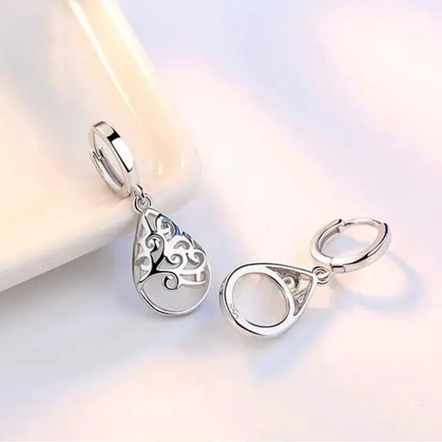 Main image of 925 Sterling Silver Moonlight Opal Tears Totem Drop Earrings (white) White