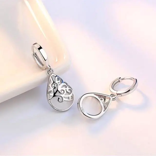 Alt view image 4 of 5 - 925 Sterling Silver Moonlight Opal Tears Totem Drop Earrings (white) White