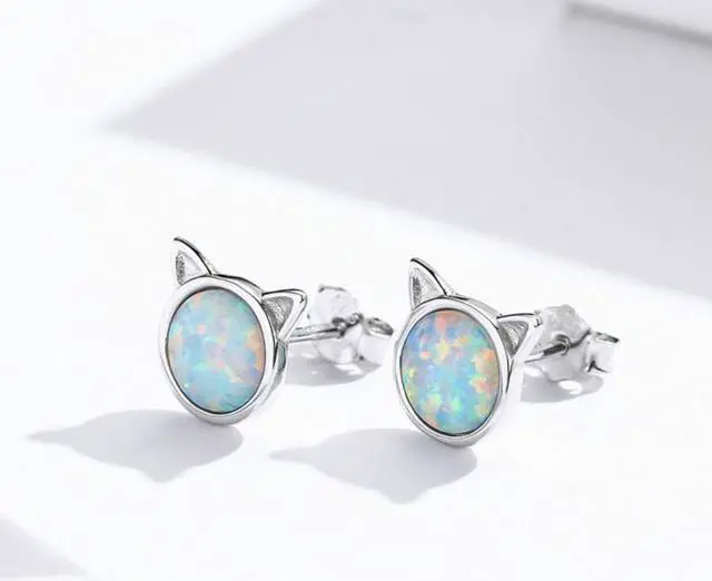 Alt view image 2 of 6 - DIY Earrings Cat Sterling Silver Earrings Zircon Earrings (Rose Gold)