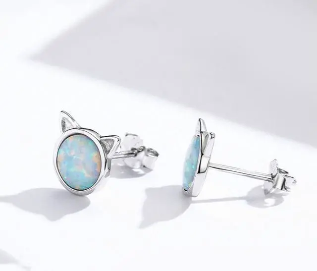 Alt view image 3 of 6 - DIY Earrings Cat Sterling Silver Earrings Zircon Earrings (Rose Gold)
