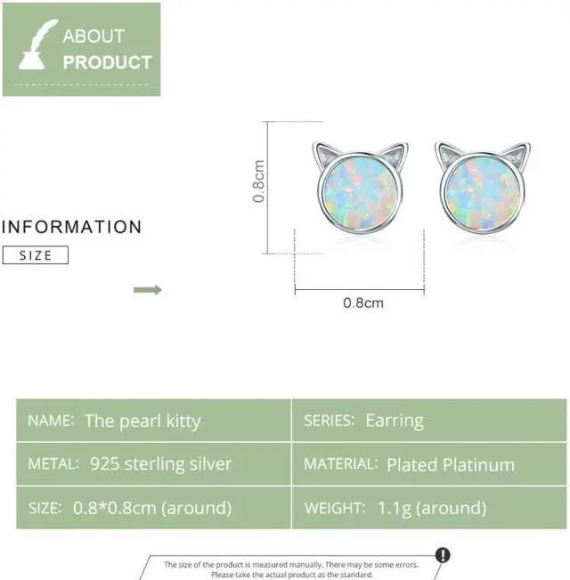 Alt view image 5 of 6 - DIY Earrings Cat Sterling Silver Earrings Zircon Earrings (Rose Gold)