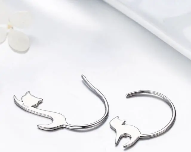 Alt view image 2 of 5 - Naughty Cat S925 Sterling Silver Earrings SCE073