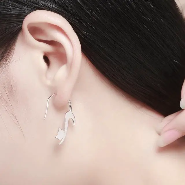 Alt view image 4 of 5 - Naughty Cat S925 Sterling Silver Earrings SCE073