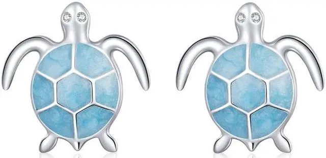Main image of S925 Sterling Silver Blue Turtle Women Earrings