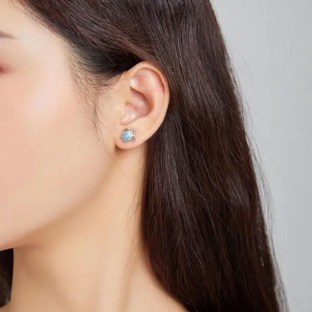 Alt view image 6 of 7 - S925 Sterling Silver Blue Turtle Women Earrings