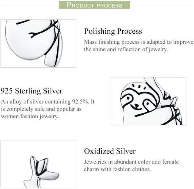 Alt view image 4 of 6 - Animal Sloth Earrings Sterling Silver Simple Earrings SCE327