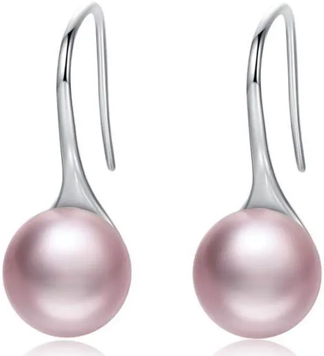 Main image of Women Sterling Silver Earrings Temperament Shell Beads Pearl Earrings Pink