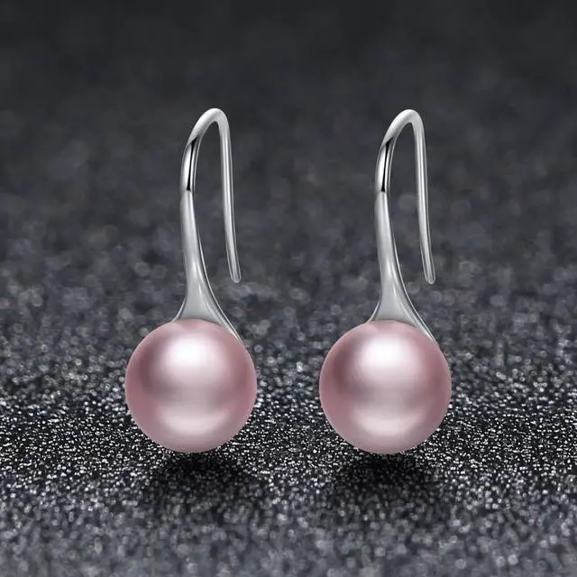 Alt view image 2 of 6 - Women Sterling Silver Earrings Temperament Shell Beads Pearl Earrings Pink