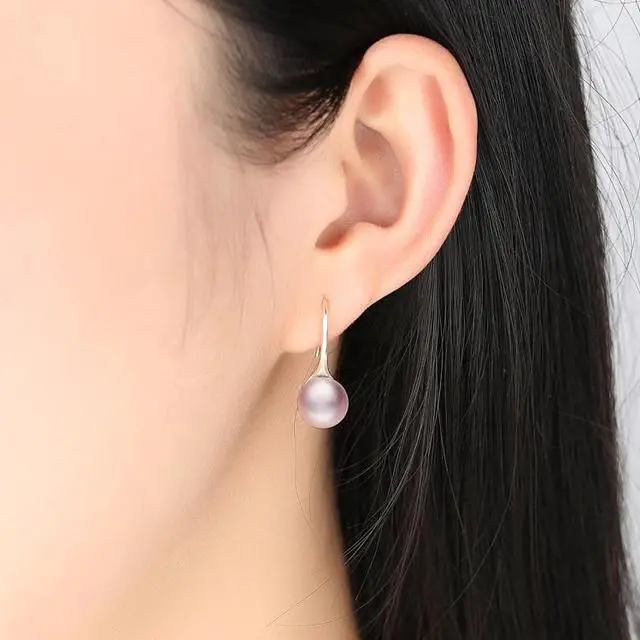 Alt view image 6 of 6 - Women Sterling Silver Earrings Temperament Shell Beads Pearl Earrings Pink