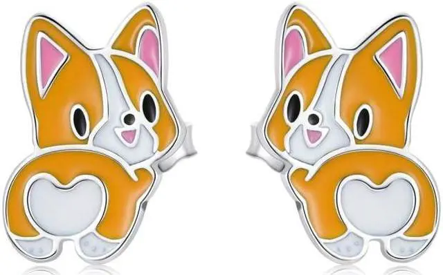 Main image of S925 Sterling Silver Cute Corgi Ear Studs Women Earrings Cute Corgi