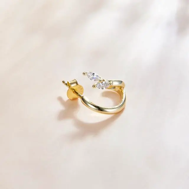 Alt view image 3 of 7 - S925 Sterling Silver Golden Fish Tail Women Earrings, Size:Golden Fish Tail
