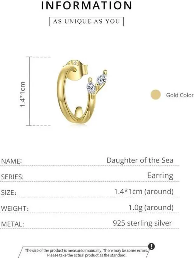 Alt view image 4 of 7 - S925 Sterling Silver Golden Fish Tail Women Earrings, Size:Golden Fish Tail