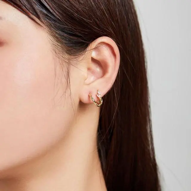 Alt view image 5 of 7 - S925 Sterling Silver Golden Fish Tail Women Earrings, Size:Golden Fish Tail
