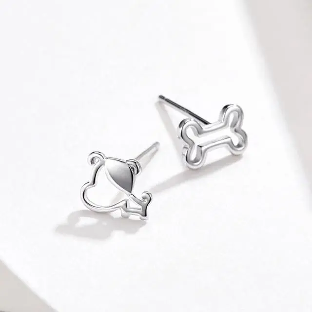 Alt view image 3 of 7 - Sterling Silver Hollow Dog Bone Earrings Simple Jewelry SCE649