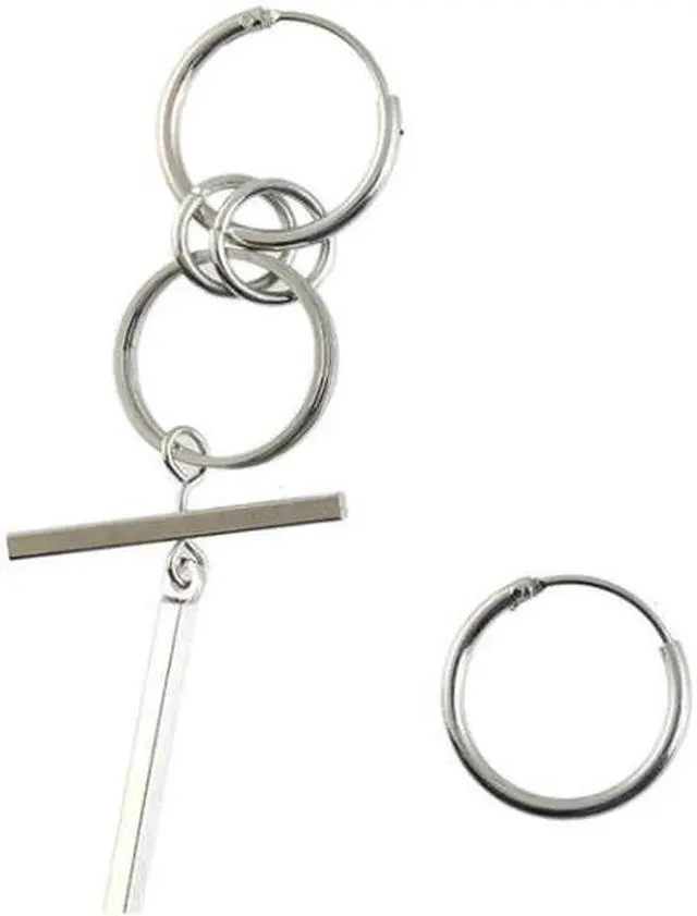 Alt view image 4 of 7 - Large Earrings Simple Long Earrings Asymmetric Earrings (Multi-ring earrings (single))