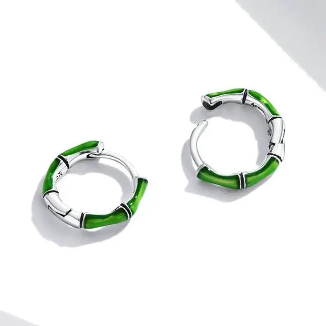 Alt view image 2 of 7 - S925 Sterling Silver Bamboo Ear Buckle Women Earrings Bamboo